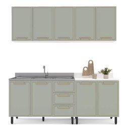 Armário de Cozinha Modulada Completa 4 Peças 200cm sem Tampo 100% Mdf Amara Politorno Móveis - 3