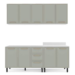 Armário de Cozinha Modulada Completa 4 Peças 200cm sem Tampo 100% Mdf Amara Politorno Móveis - 4