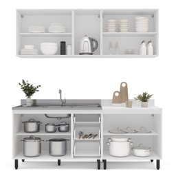 Armário de Cozinha Modulada Completa 4 Peças 200cm sem Tampo 100% Mdf Amara Politorno Móveis - 5