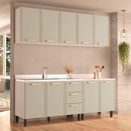 Armário de Cozinha Modulada Completa 4 Peças 200cm sem Tampo 100% Mdf Amara Politorno Móveis - 1