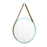 Espelho Decorativo Adnet Verde Alça Corino 50cm Redondo Alça Corino Caramelo - 1