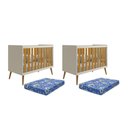 Ver imagem 1 de Kit Gêmeos Berço Americano Isis Areia/savana com Colchões Baby Physical - Reller Móveis