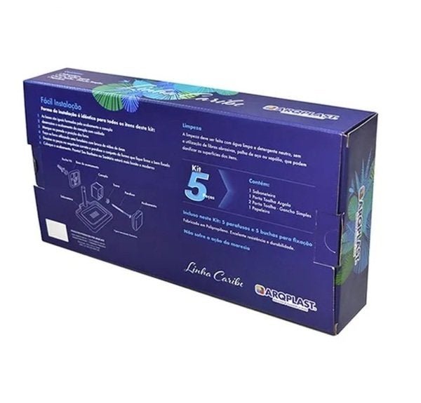 Kit Acessórios para Banheiro 5 Peças Branco + Cantoneira Grande - 4