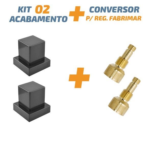 Kit 02 Acabamento Preto Quadrado Registro Pressão - Fabrimar - 1