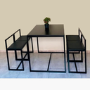 Ver imagem 1 de Conjunto Mesa 4 Cadeiras Pequena Estofado Preto Industrial Black Box