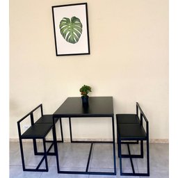 Conjunto Mesa 4 Cadeiras Pequena Estofado Preto Industrial Black Box - 3