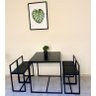 Conjunto Mesa 4 Cadeiras Pequena Estofado Preto Industrial Black Box - 3