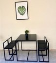 Ver imagem 3 de Conjunto Mesa 4 Cadeiras Pequena Estofado Preto Industrial Black Box