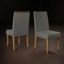 Kit 2 Cadeiras Serena para Sala de Jantar Carvalho Nobre/Suede Chumbo Dj Móveis - 2