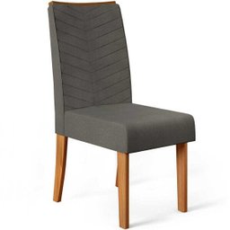 Kit 2 Cadeiras Serena para Sala de Jantar Carvalho Nobre/Suede Chumbo Dj Móveis - 3