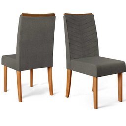 Kit 2 Cadeiras Serena para Sala de Jantar Carvalho Nobre/Suede Chumbo Dj Móveis - 1