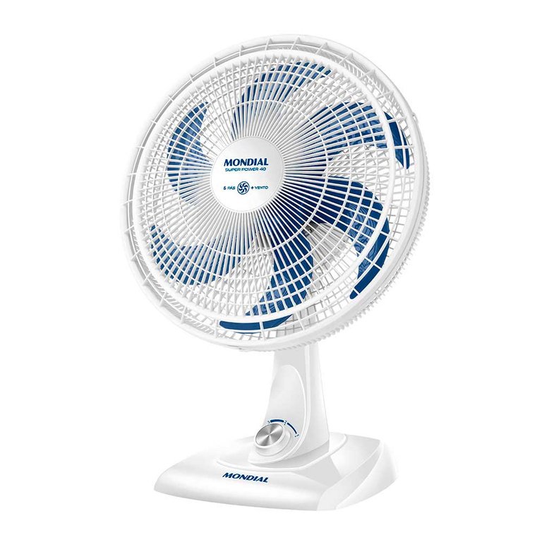 Ventilador de Mesa 127v 40 Cm 6 Pás Branco Super Power Mondial Vsp-40-w