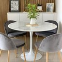 Ver imagem 3 de Mesa de Jantar Tulipa Saarinen Redonda 130 Cm Mármore Branco Extra Cor Branco