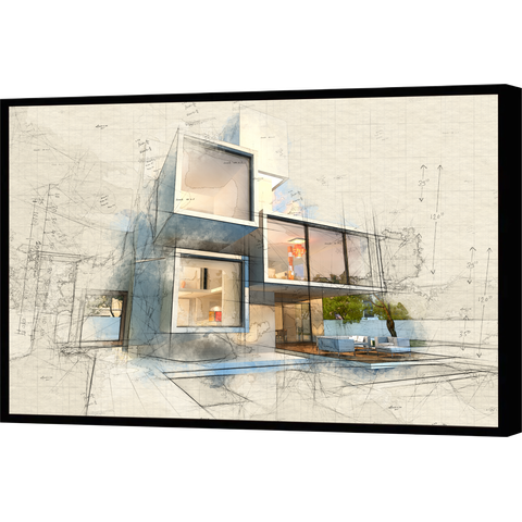 Quadro Decorativo Canvas Engenharia Arquitetura Projetos Planta Salas