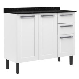 Balcão de Cozinha Itatiaia Aço 3 Portas 2 Gavetas Com Tampo Florença Branco Neve - 1