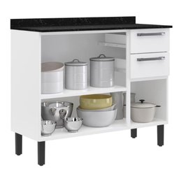 Balcão de Cozinha Itatiaia Aço 3 Portas 2 Gavetas Com Tampo Florença Branco Neve - 2