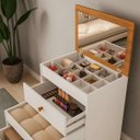 Ver imagem 6 de Penteadeira com Gavetas Espelho e Banqueta Branco/nature Olivia Mdf