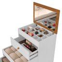 Ver mais imagens de Penteadeira com Gavetas Espelho e Banqueta Branco/nature Olivia Mdf