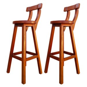 Kit 2 Banqueta Alta com Encosto Girafa Mogno