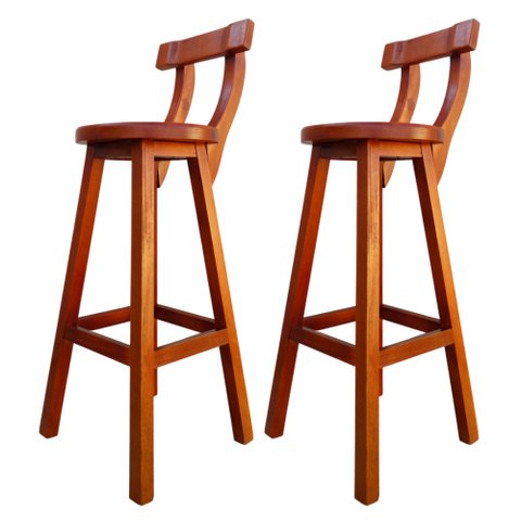 Kit 2 Banqueta Alta com Encosto Girafa Mogno