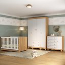 Ver imagem 2 de Quarto de Bebê Completo Berço Americano 3 em 1 Colchão Dengo Multimóveis Mp4600 Madeirado/branco