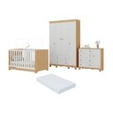 Ver imagem 1 de Quarto de Bebê Completo Berço Americano 3 em 1 Colchão Dengo Multimóveis Mp4600 Madeirado/branco