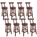 Ver imagem 1 de Kit 8 Banqueta Alta de Madeira com Encosto Girafa Mogno