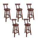 Ver imagem 1 de Kit 5 Banqueta Alta de Madeira com Encosto Girafa Mogno