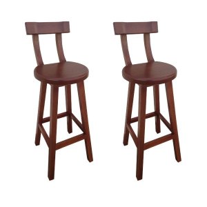 Kit 2 Banqueta Alta de Madeira com Encosto Girafa Mogno