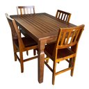 Ver imagem 1 de Conjunto Mesa Jantar Ripada 1,20m 4 Cadeiras Confort Madeira Maciça Imbuia