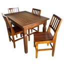 Ver imagem 4 de Conjunto Mesa Jantar Ripada 1,20m 4 Cadeiras Confort Madeira Maciça Imbuia
