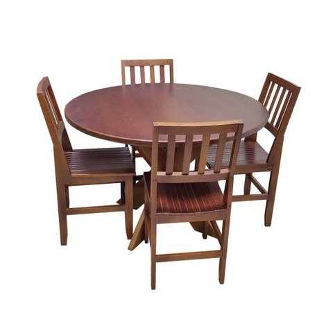Conjunto Mesa Jantar Redonda Country 1,20M 4 Cadeiras Confort Imbuia