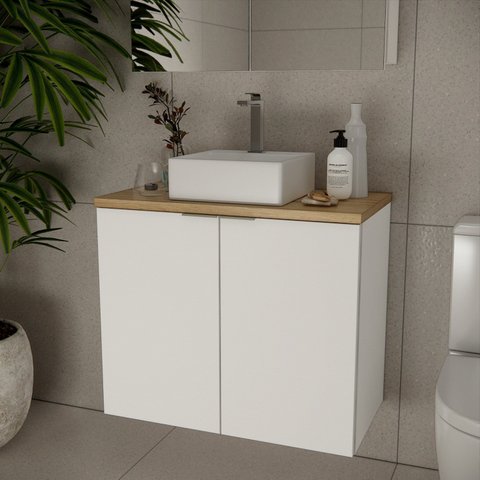 Gabinete de Banheiro 75cm x 65cm Nature Branco/Carvalho