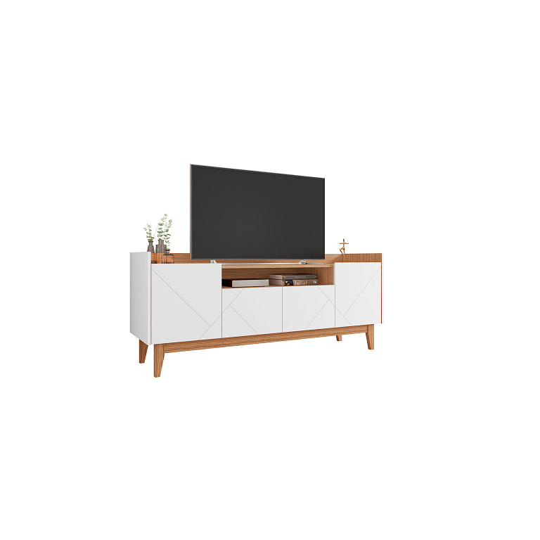 Rack Adria 1.60 Branco/noce - Casa D Móveis Rack Adria 1.60 Branco/noce - Casa D Móveis