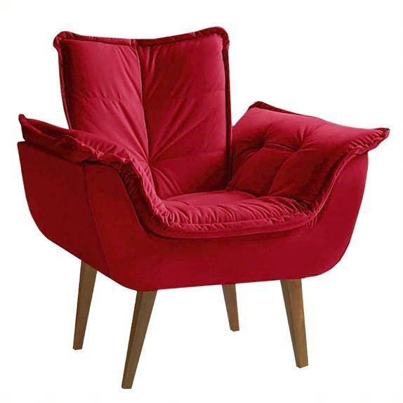 Poltrona Decorativa Suede Real Elonobre - Vermelho - 1