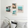 Kit 4 Quadros Decorativos Paisagem Vintage Carro Azul Mar Praia - 3
