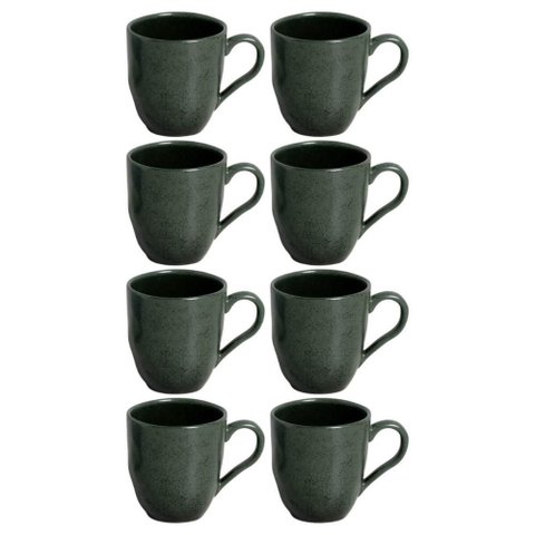 Kit 8 Canecas Arauco Verde Porto Brasil 273ml Xícara de Chá Cerâmica Servir Mesa Posta