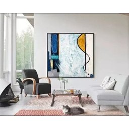 Quadro Abstrato Moderno Para Sala Pintura Mão Pintado - 1