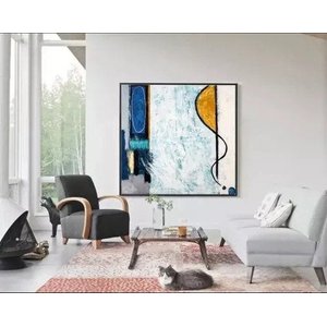 Quadro Abstrato Moderno Para Sala Pintura Mão Pintado