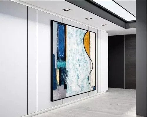 Quadro Abstrato Moderno Para Sala Pintura Mão Pintado - 2