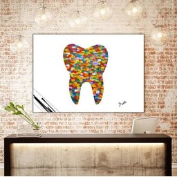 Quadro Abstrato Moderno Para Dentista Odontologia Pintado - 2