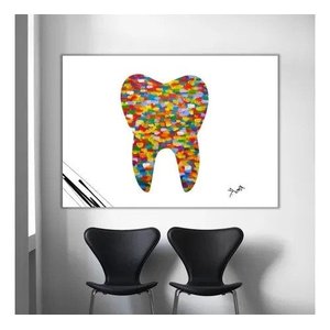 Quadro Abstrato Moderno Para Dentista Odontologia Pintado