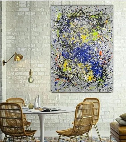 Quadro Abstrato Moderno Para Sala De Jantar Pintado Pollock - 3
