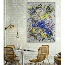 Quadro Abstrato Moderno Para Sala De Jantar Pintado Pollock - 3