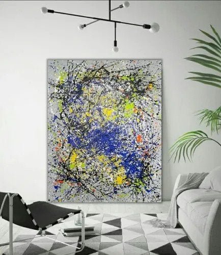 Quadro Abstrato Moderno Para Sala De Jantar Pintado Pollock - 1