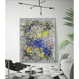 Quadro Abstrato Moderno Para Sala De Jantar Pintado Pollock