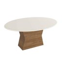 Ver imagem 1 de Mesa de Sala Jantar Tília C/tampo Madeirado C/ Vidro 105x180cm Nogueira/off White/vidro Off White