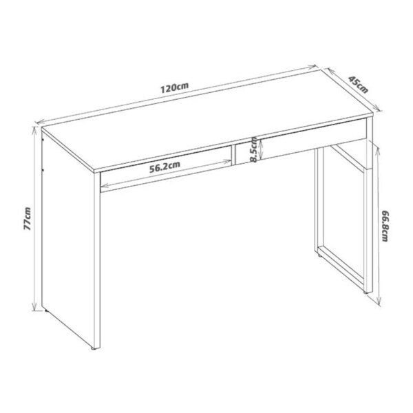 Mesa Escritório Estilo Industrial 120cm 2 Gavetas Kendra F02 Branco - Mpozenato - 3