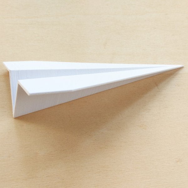 Estatueta Avião Origami G - 20cm comp. - Toque 3D: Branco - 3