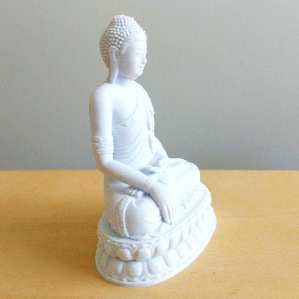 Buda Decorativo - Estatueta 10Cm Altura -Toque 3D: Branco - 2